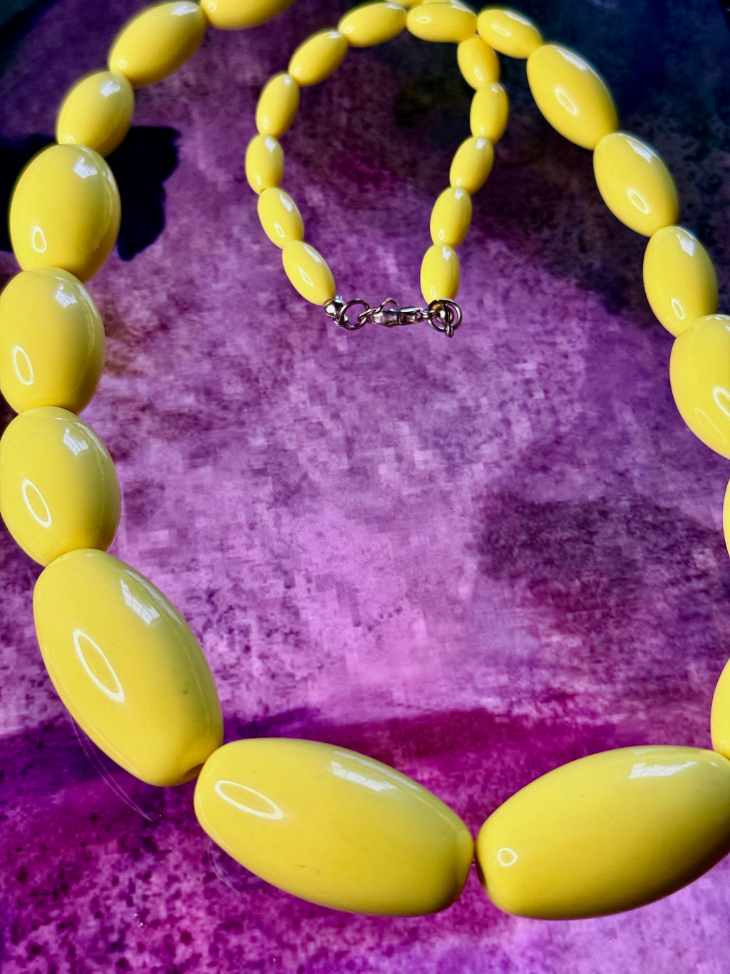 Vintage mid century yellow acrylic beads x2