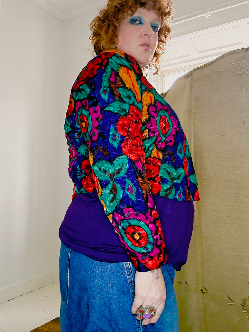 Epic 80’s Cropped Colourful Floral Jacket