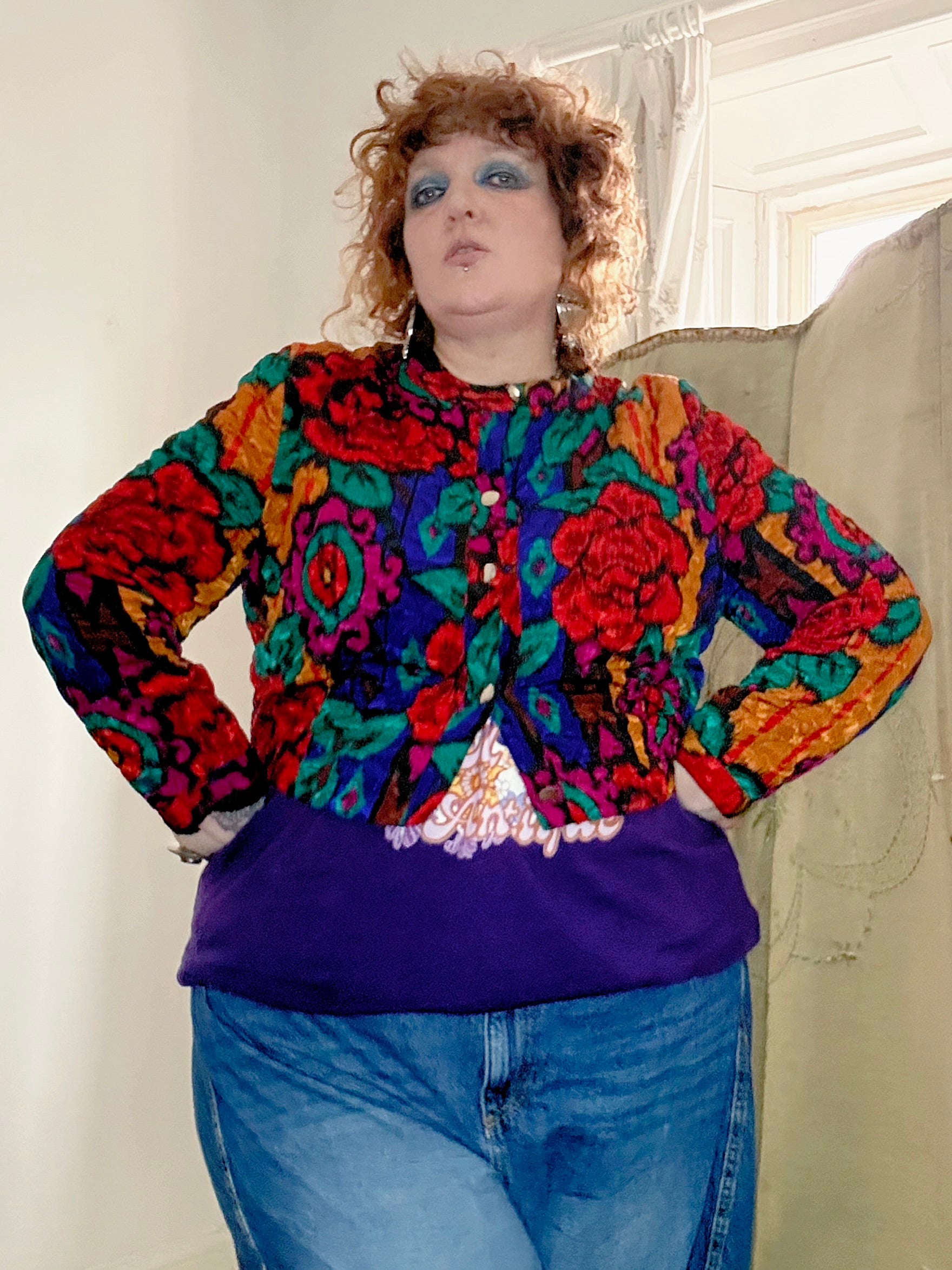 Epic 80’s Cropped Colourful Floral Jacket