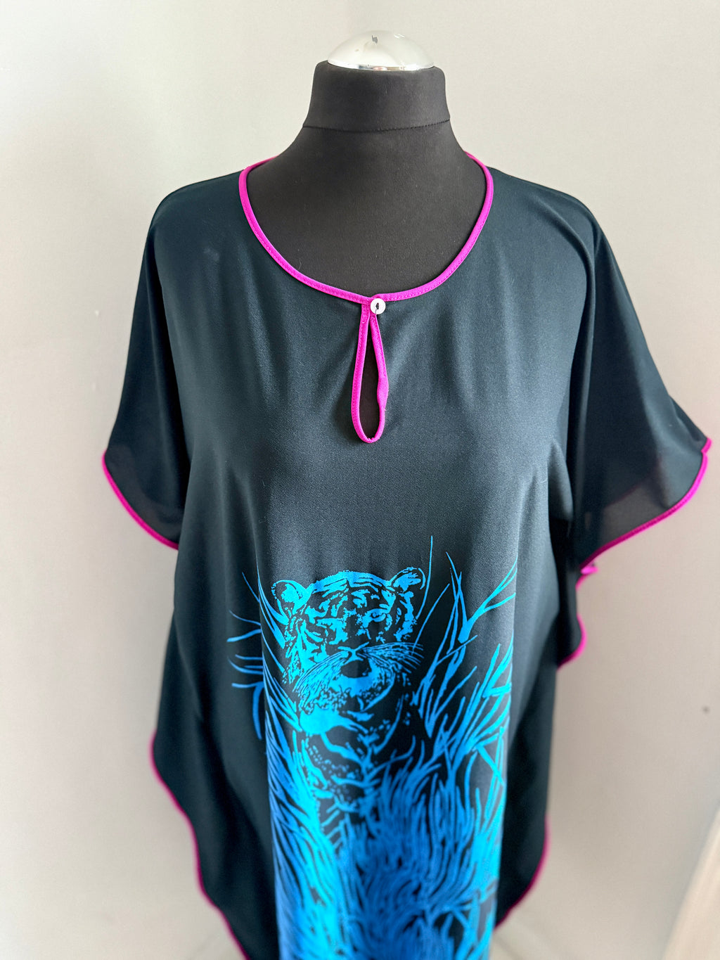 Vintage Semi Sheer Kaftan with Tiger Print