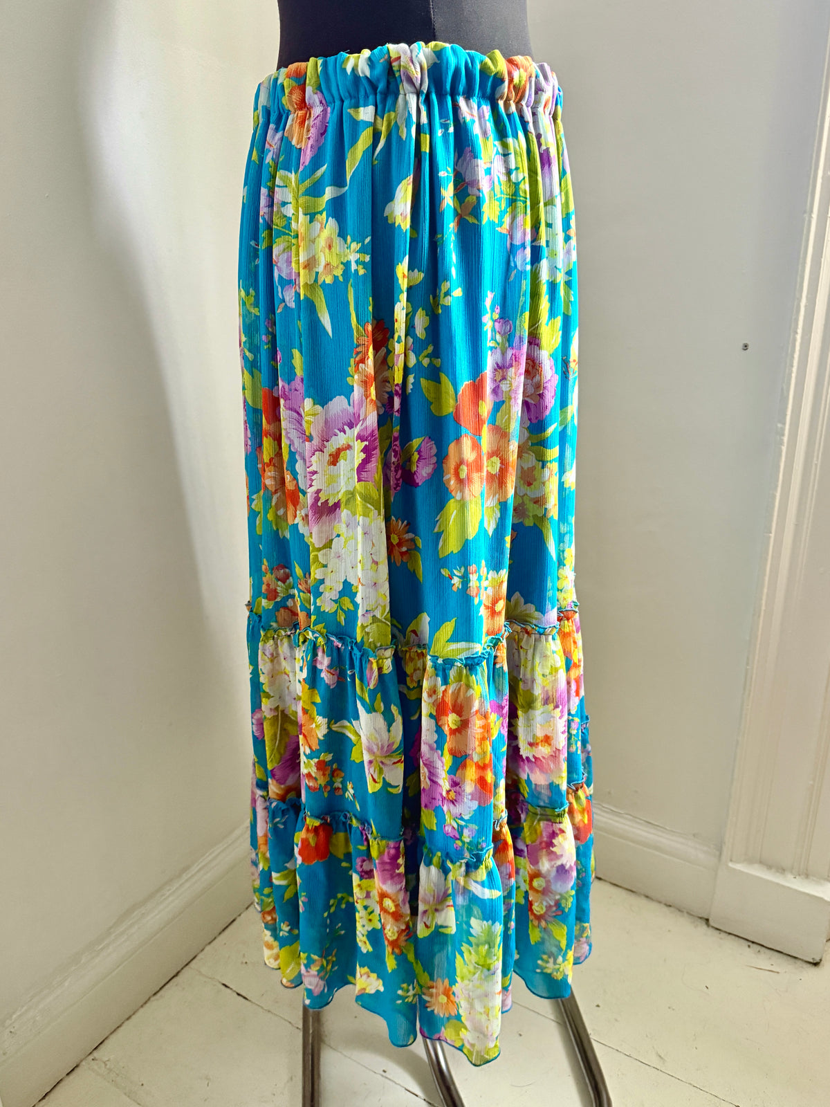 Vintage Floral Tiered Maxi Skirt