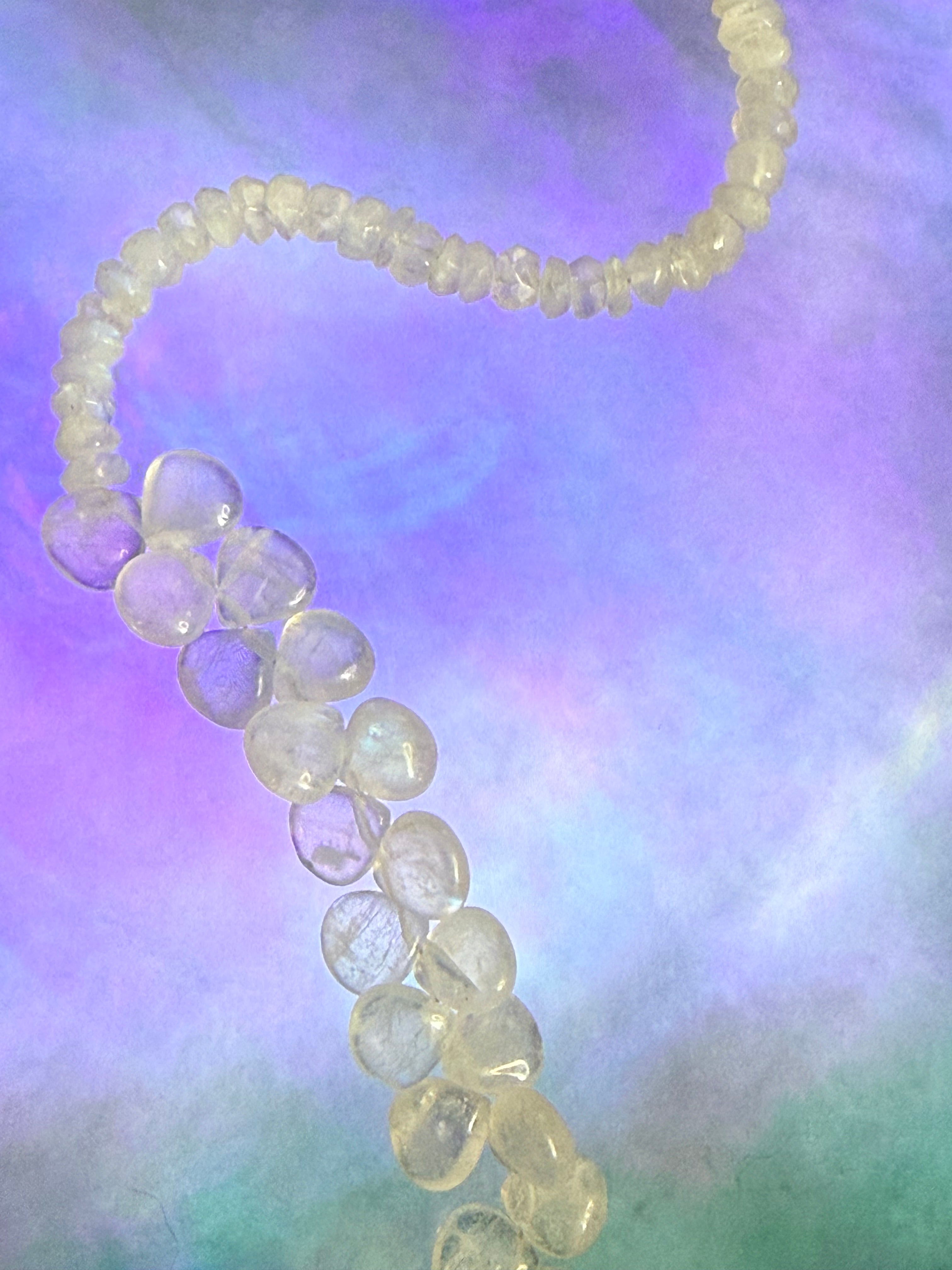 Natural Rainbow Moonstone Briolette Necklace