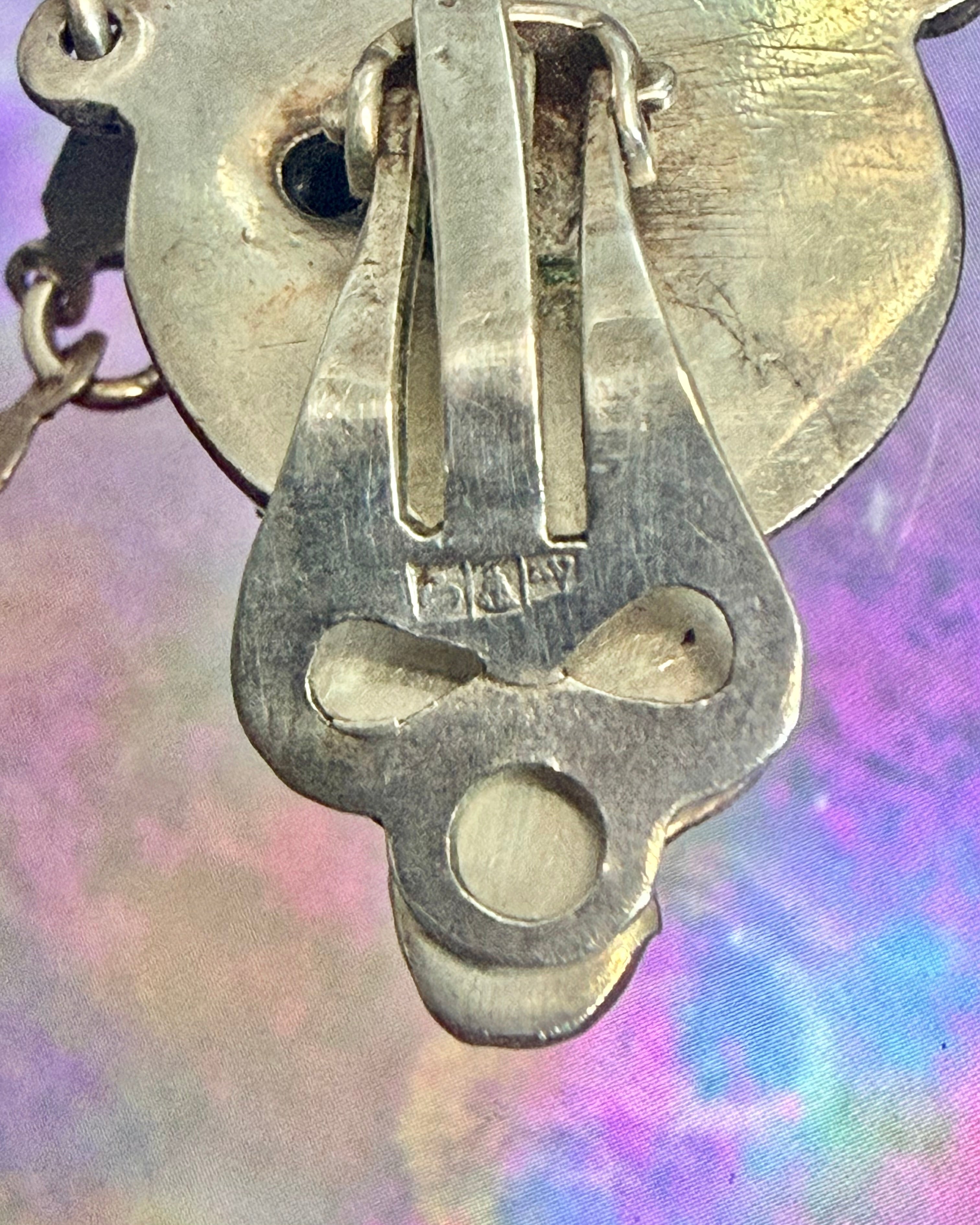 Vintage Egyptian Bedouin Tribal Silver Dangle Earrings – Cairo, c. 1951-1952 (.800 Silver)
