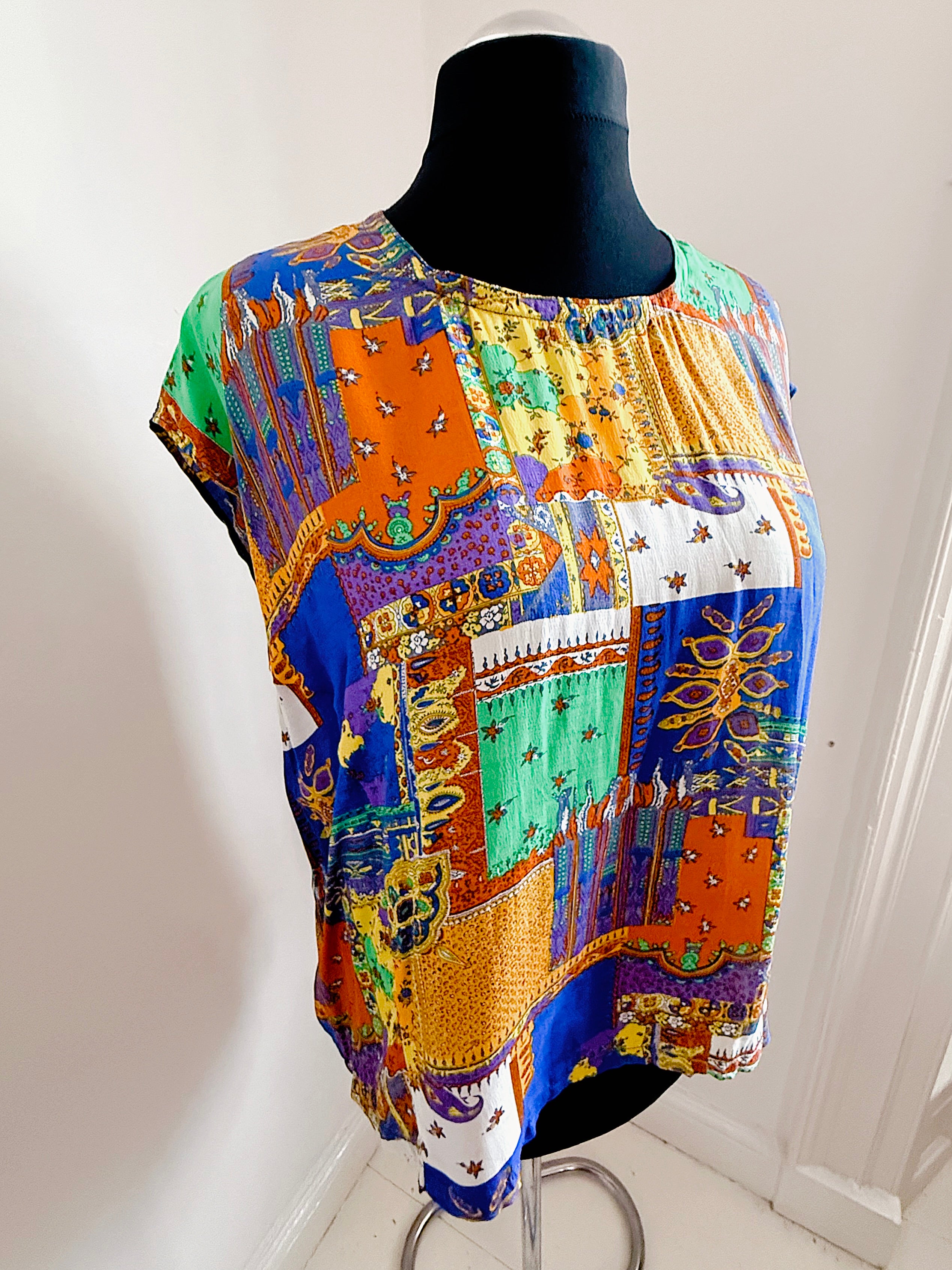 Vintage patchwork ornate print top.