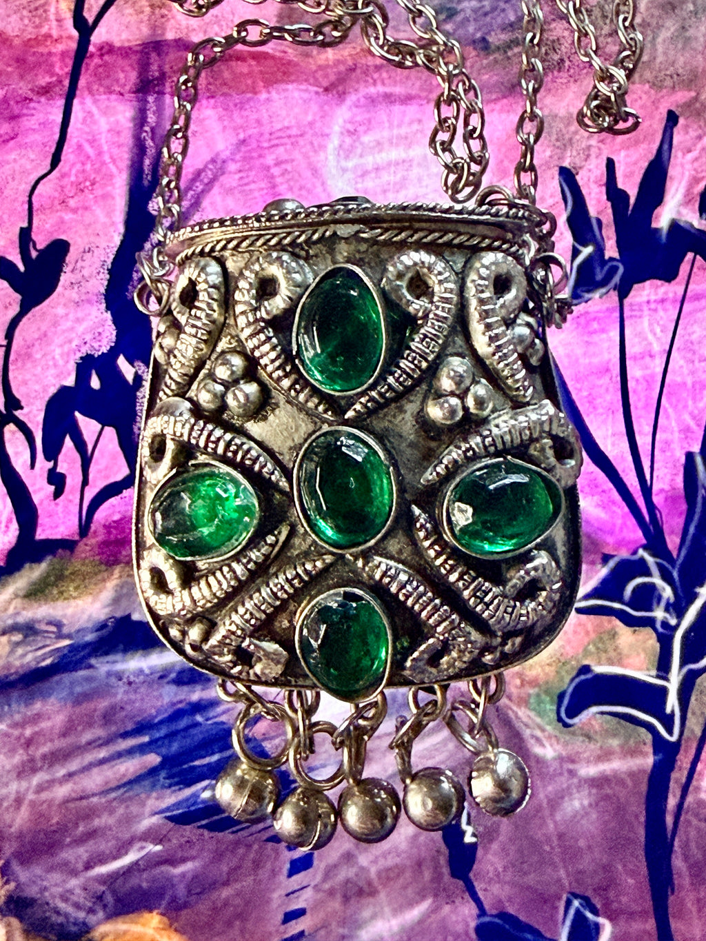 Sajai style Metal Coin Purse Necklace
