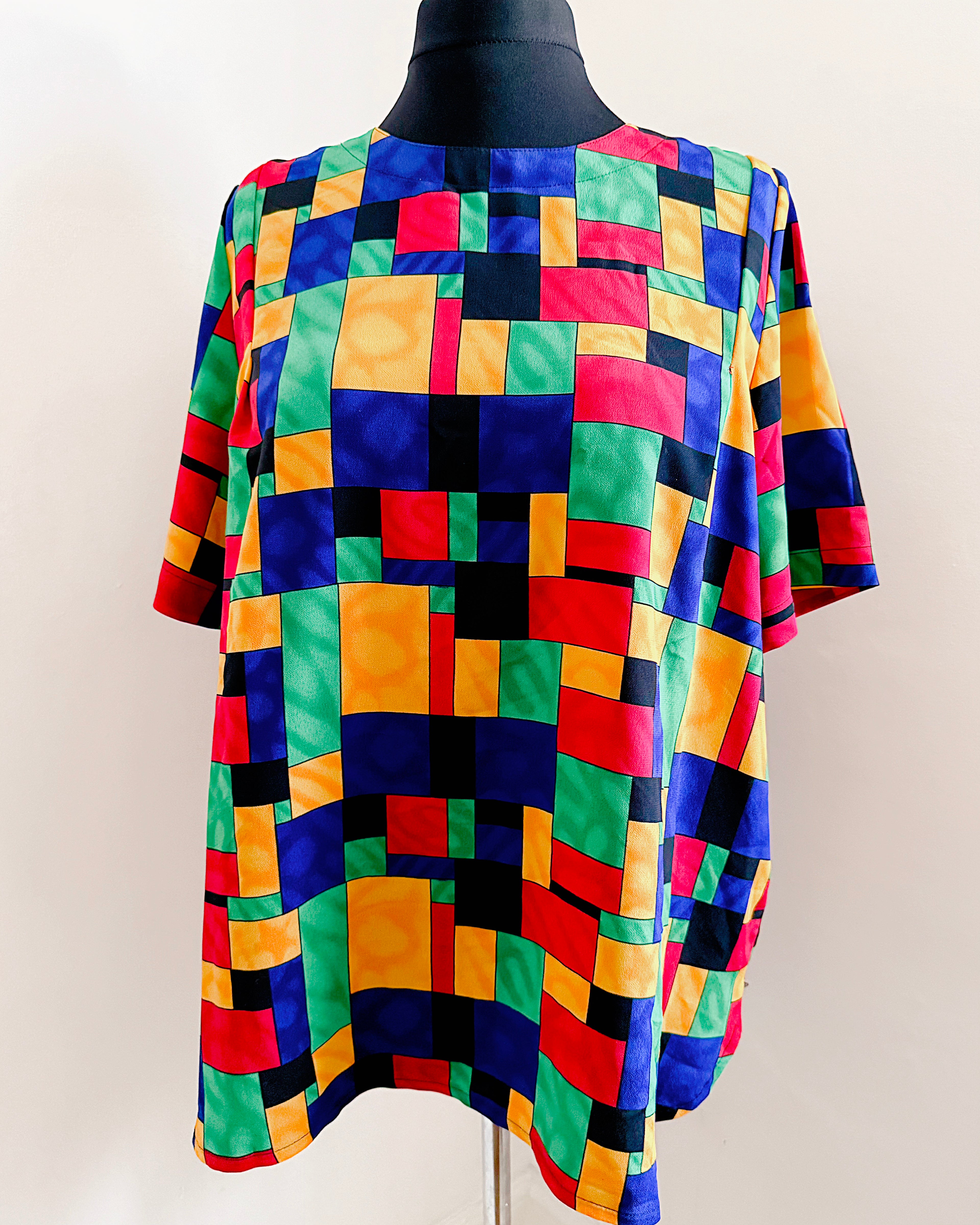 80s vintage colour block top