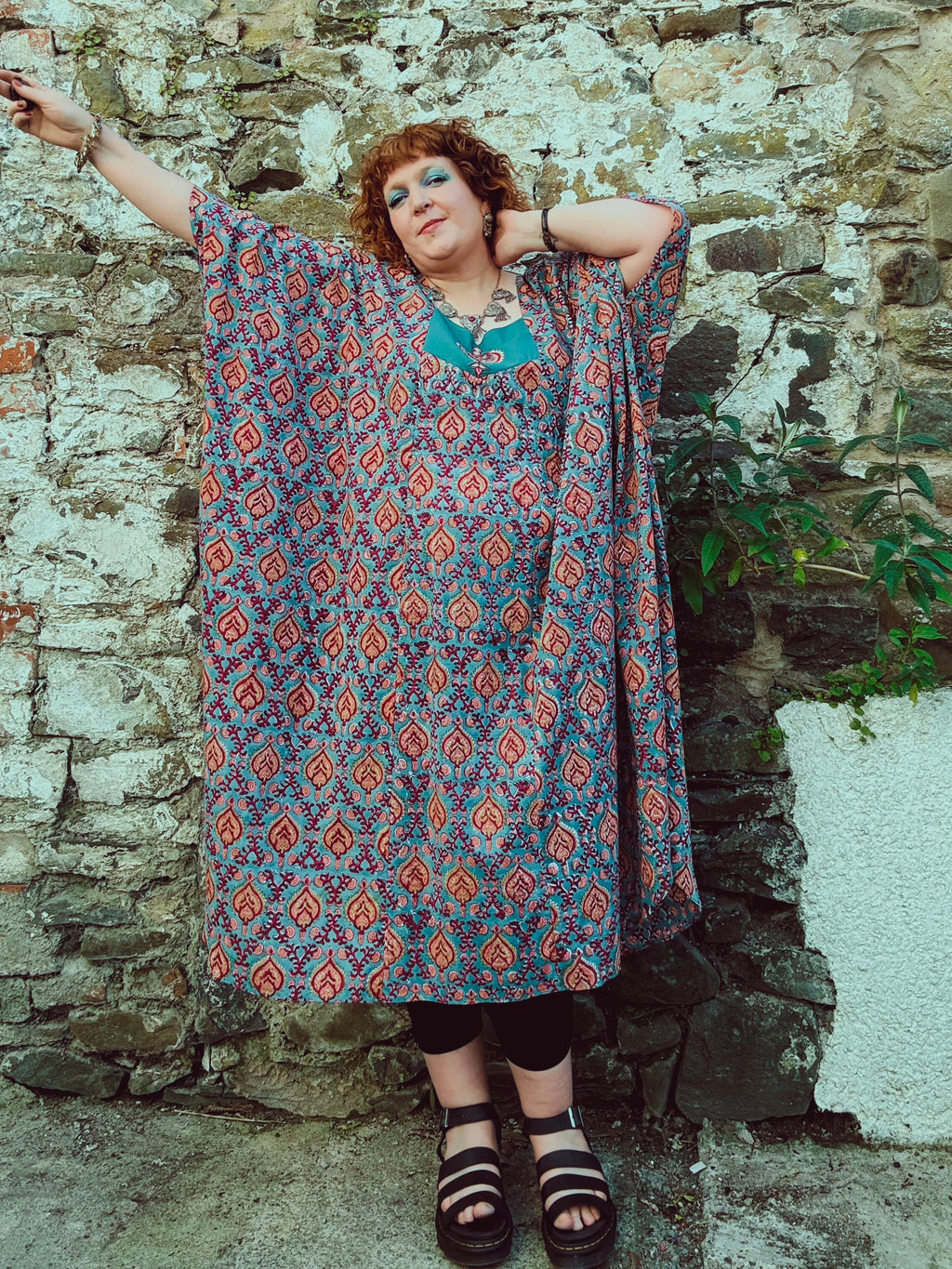 Heart Crafter Block Print & Embroidered Kaftan
