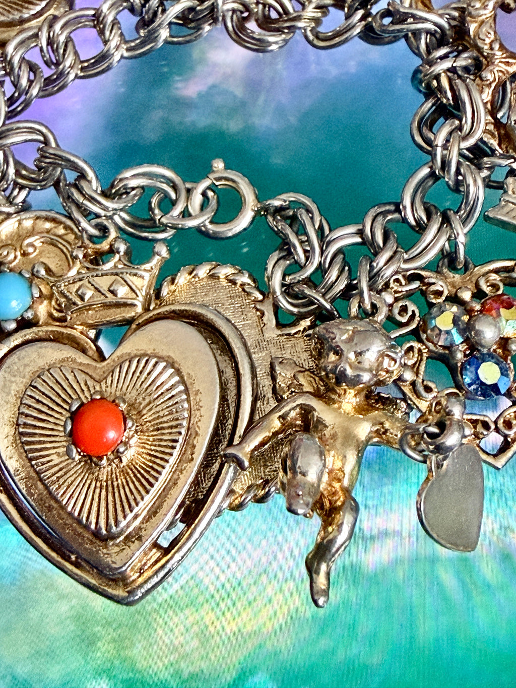 Vintage mid-century sweetheart charm bracelet