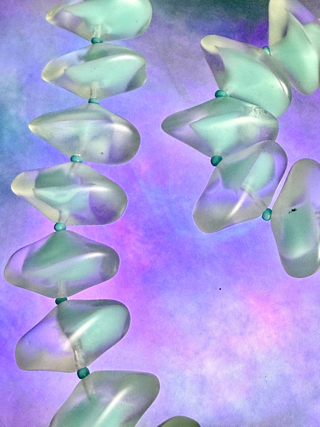 Mid-Century Frosted Satin Glass Bead Necklace