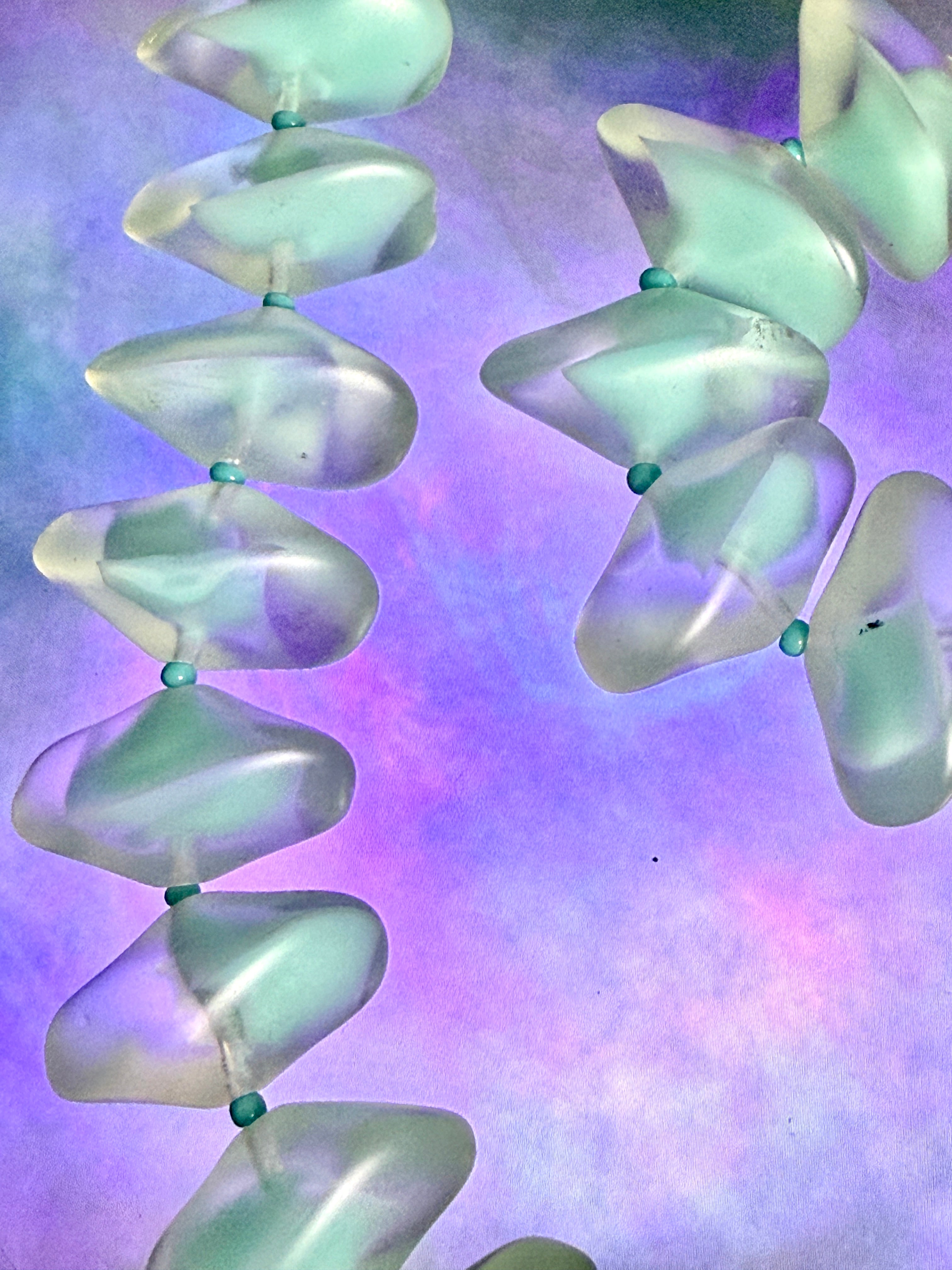 Mid-Century Frosted Satin Glass Bead Necklace
