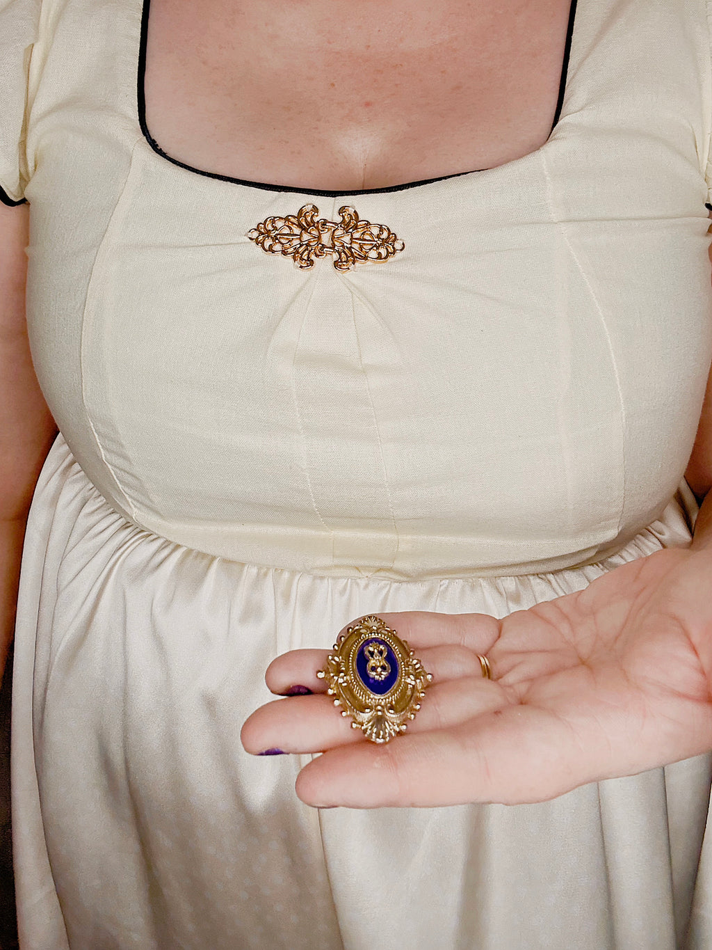Vintage handmade cream satin dress.