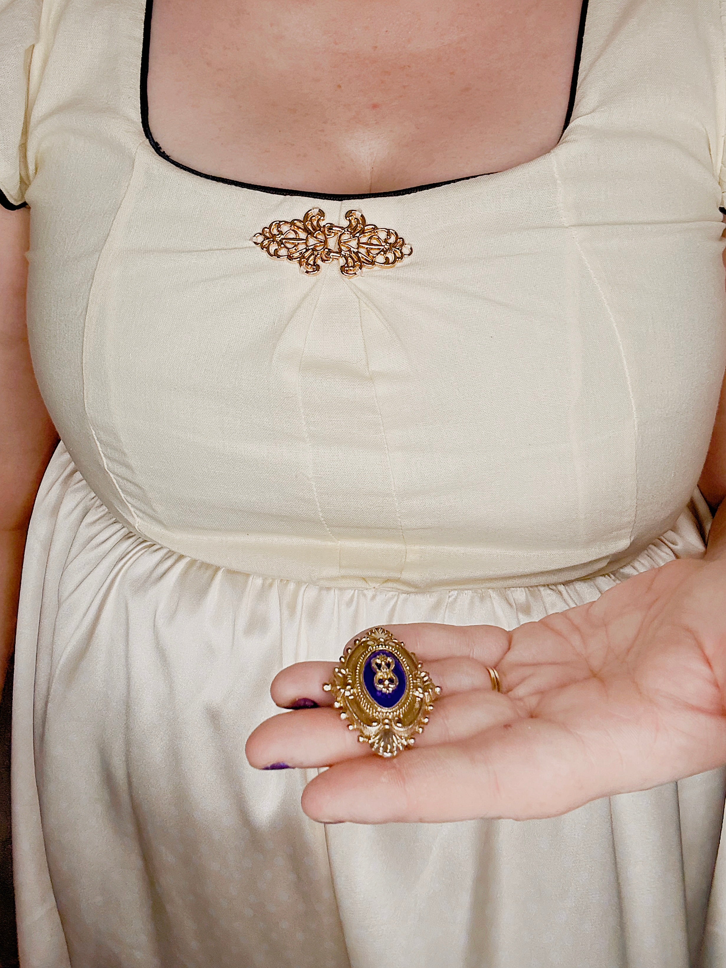 Vintage handmade cream satin dress.