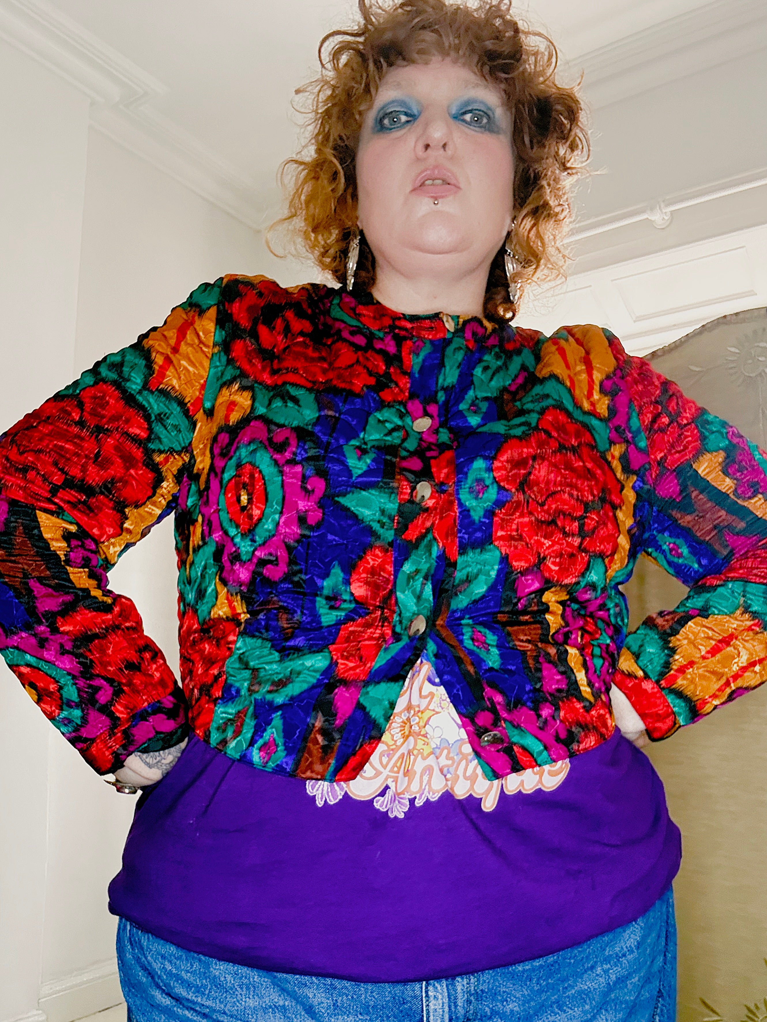 Epic 80’s Cropped Colourful Floral Jacket