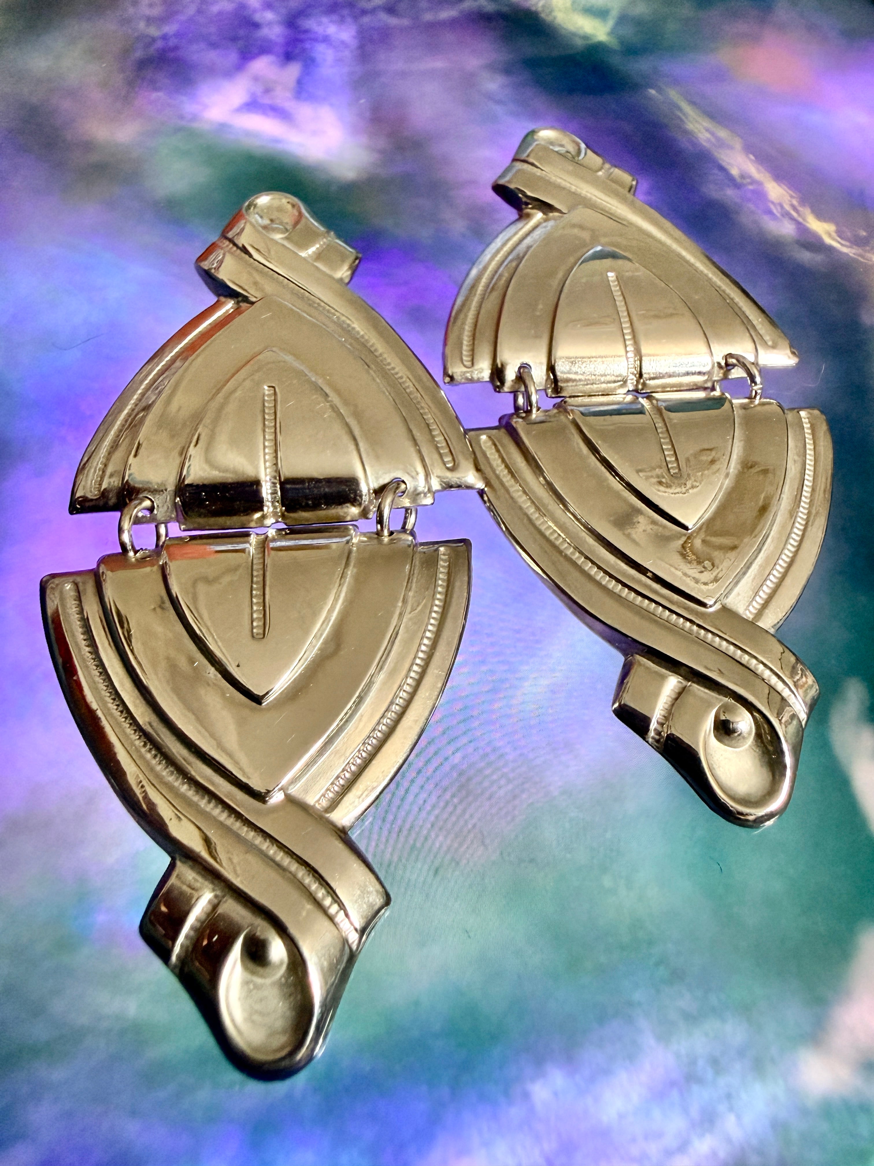1980s large statement deco earrings