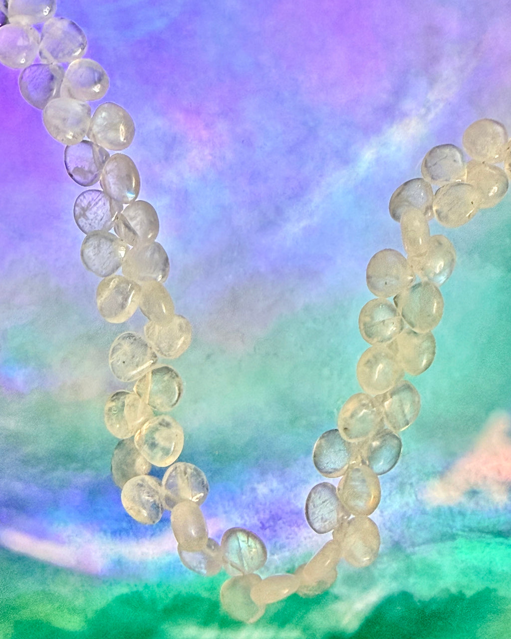 Natural Rainbow Moonstone Briolette Necklace