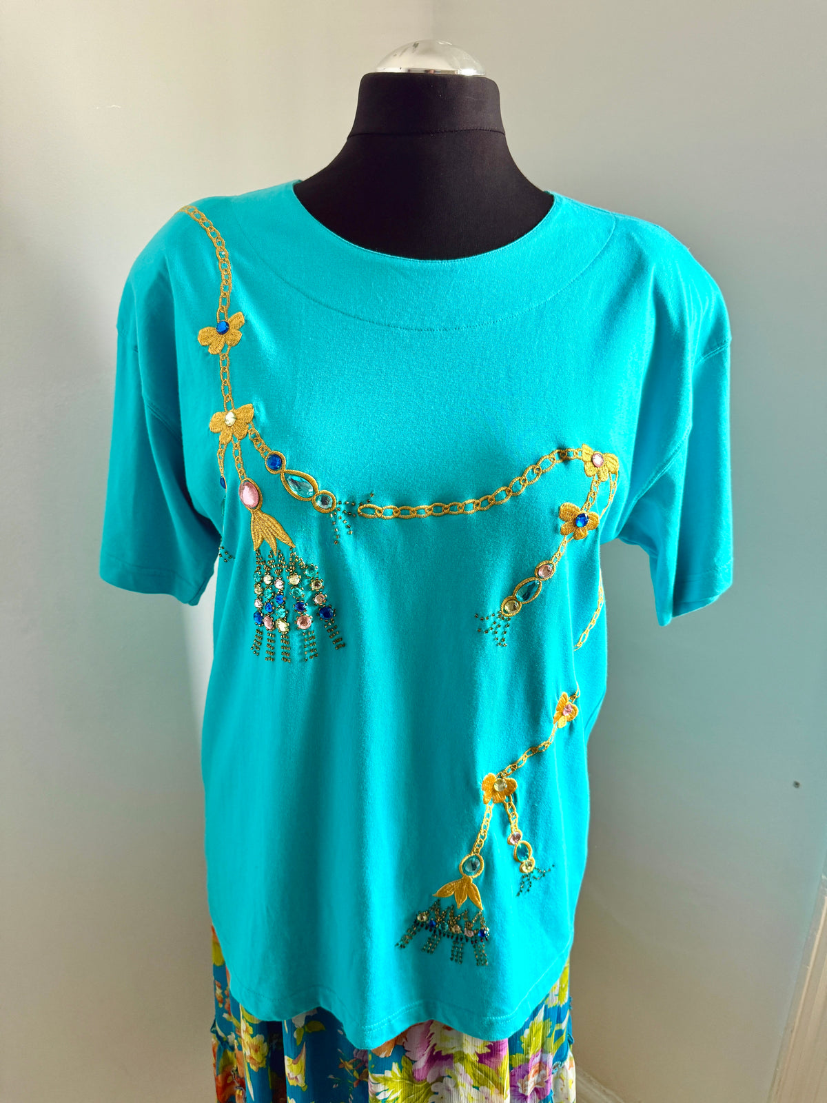 80s Embellished Bling Tshirt with Tags