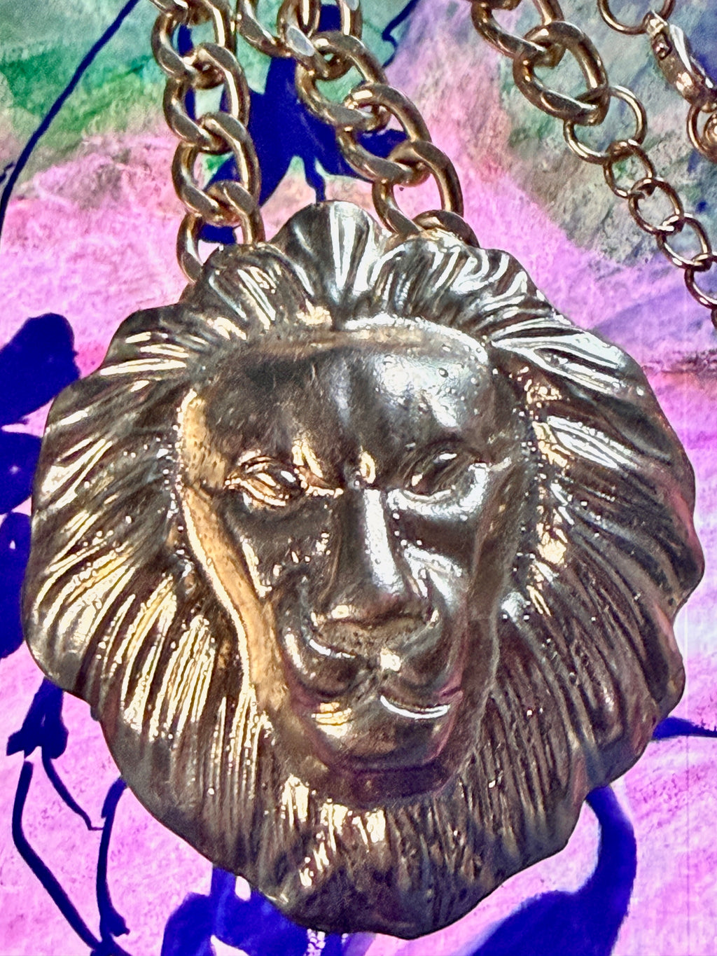 Vintage 1980s/90s Chunky Lion Head Statement Necklace