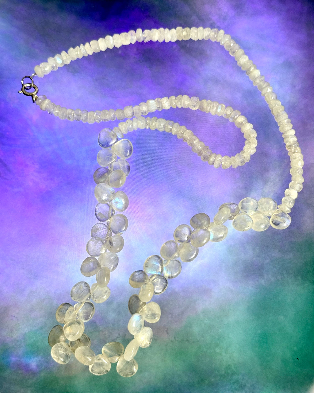 Natural Rainbow Moonstone Briolette Necklace