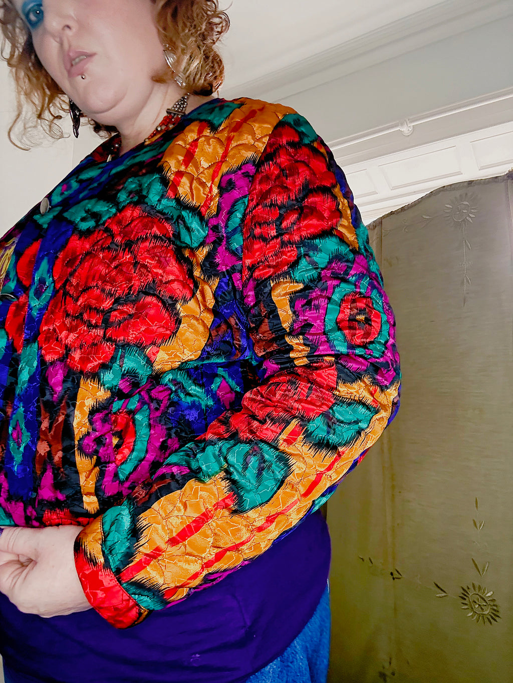 Epic 80’s Cropped Colourful Floral Jacket