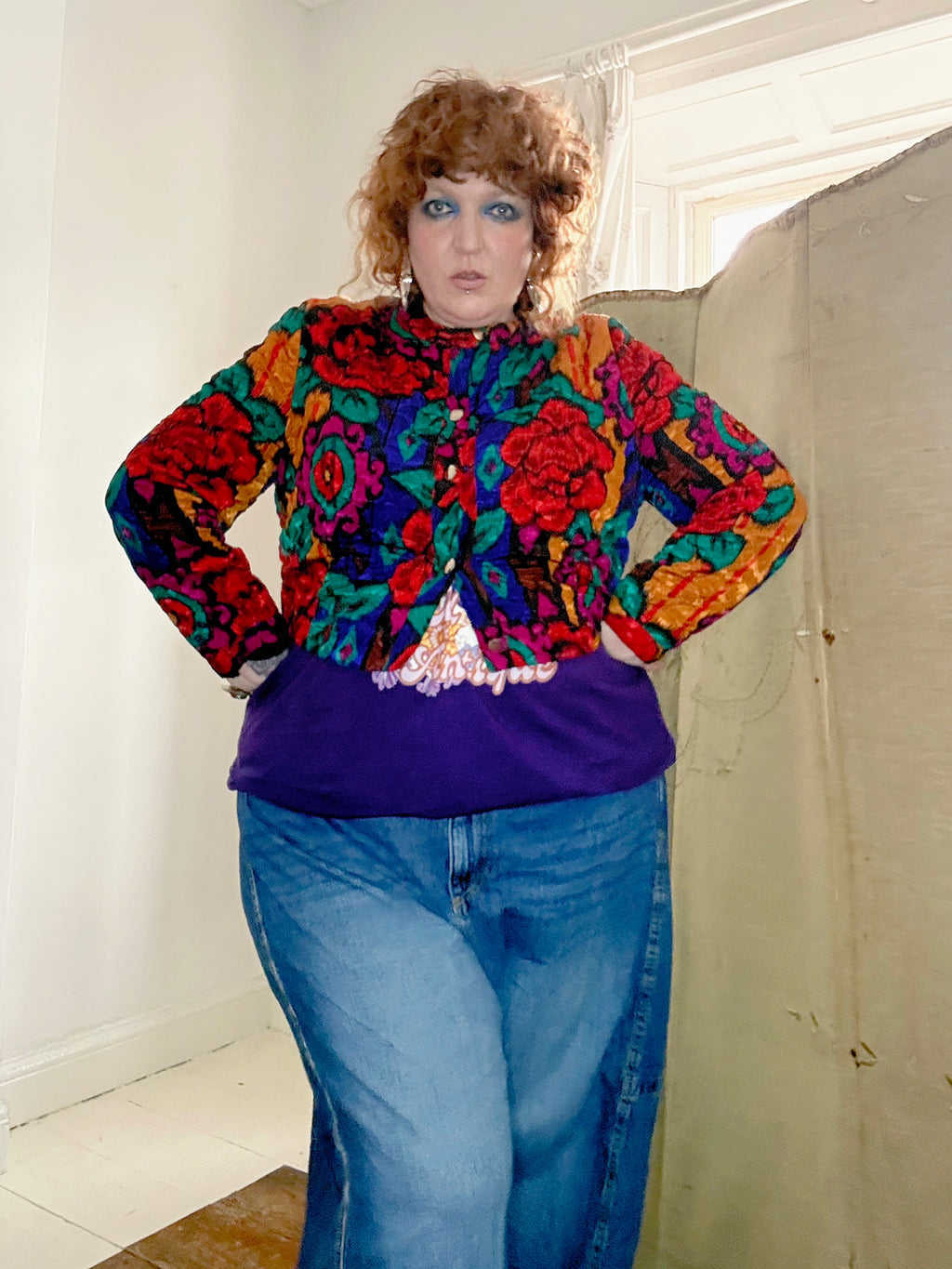 Epic 80’s Cropped Colourful Floral Jacket