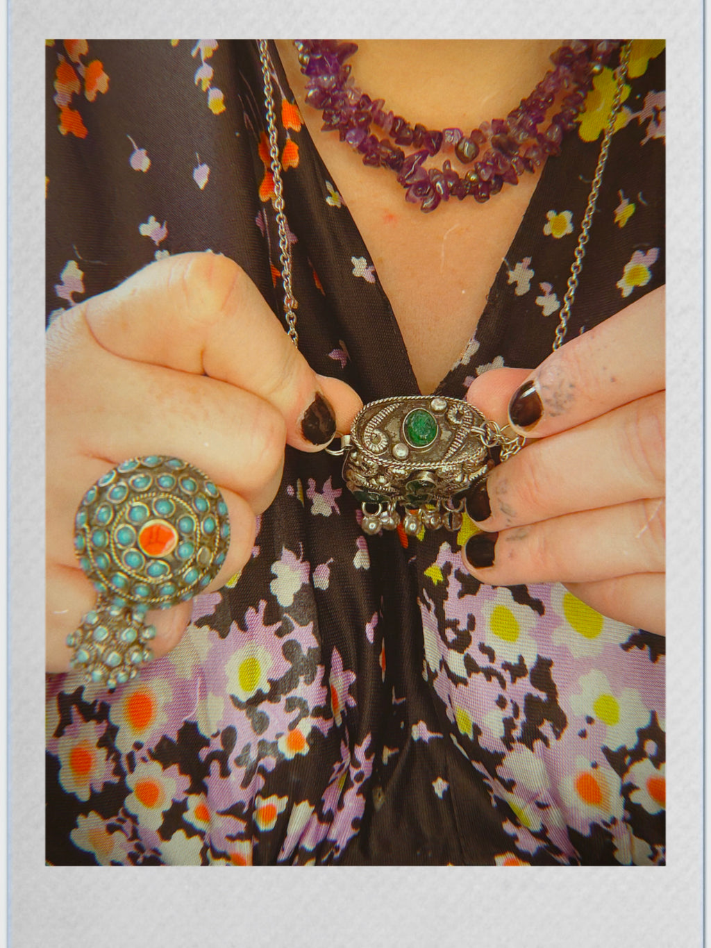 Sajai style Metal Coin Purse Necklace