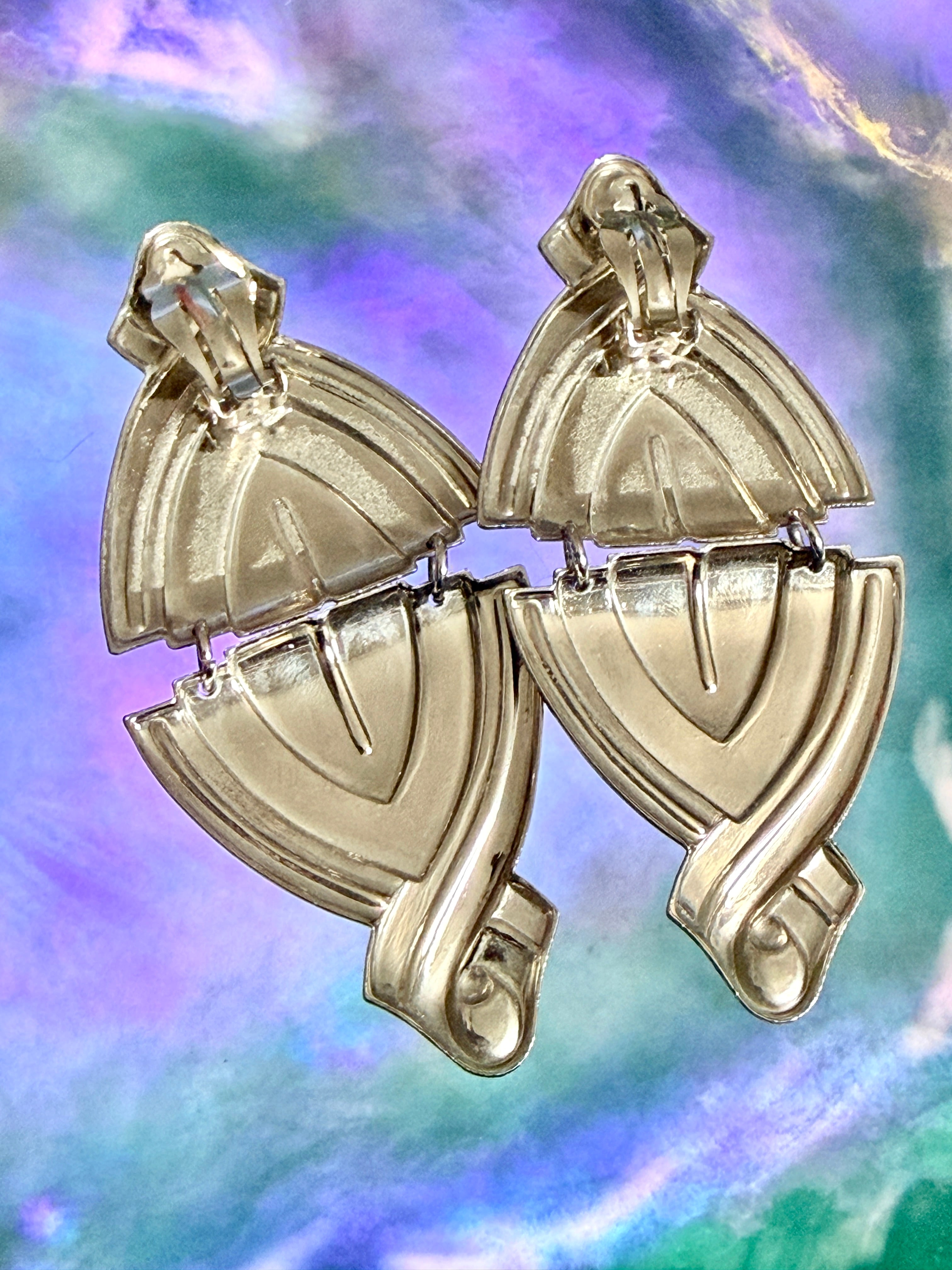 1980s large statement deco earrings