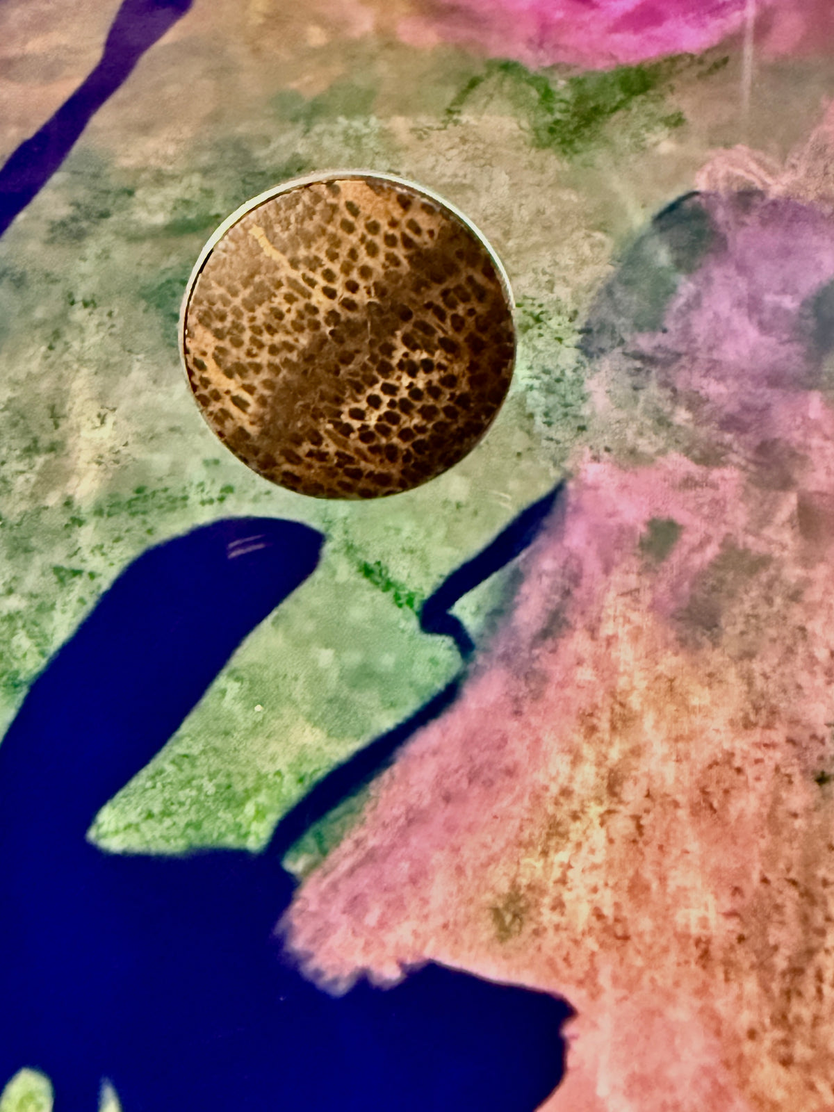 Vintage Sterling Silver & Exotic Leopardwood Statement Ring -Uk Size K (7.92g)