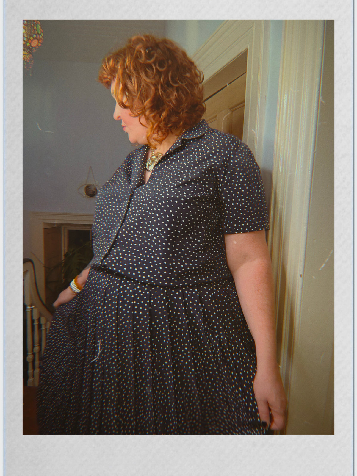 Vintage Navy Polka Dot Two Piece
