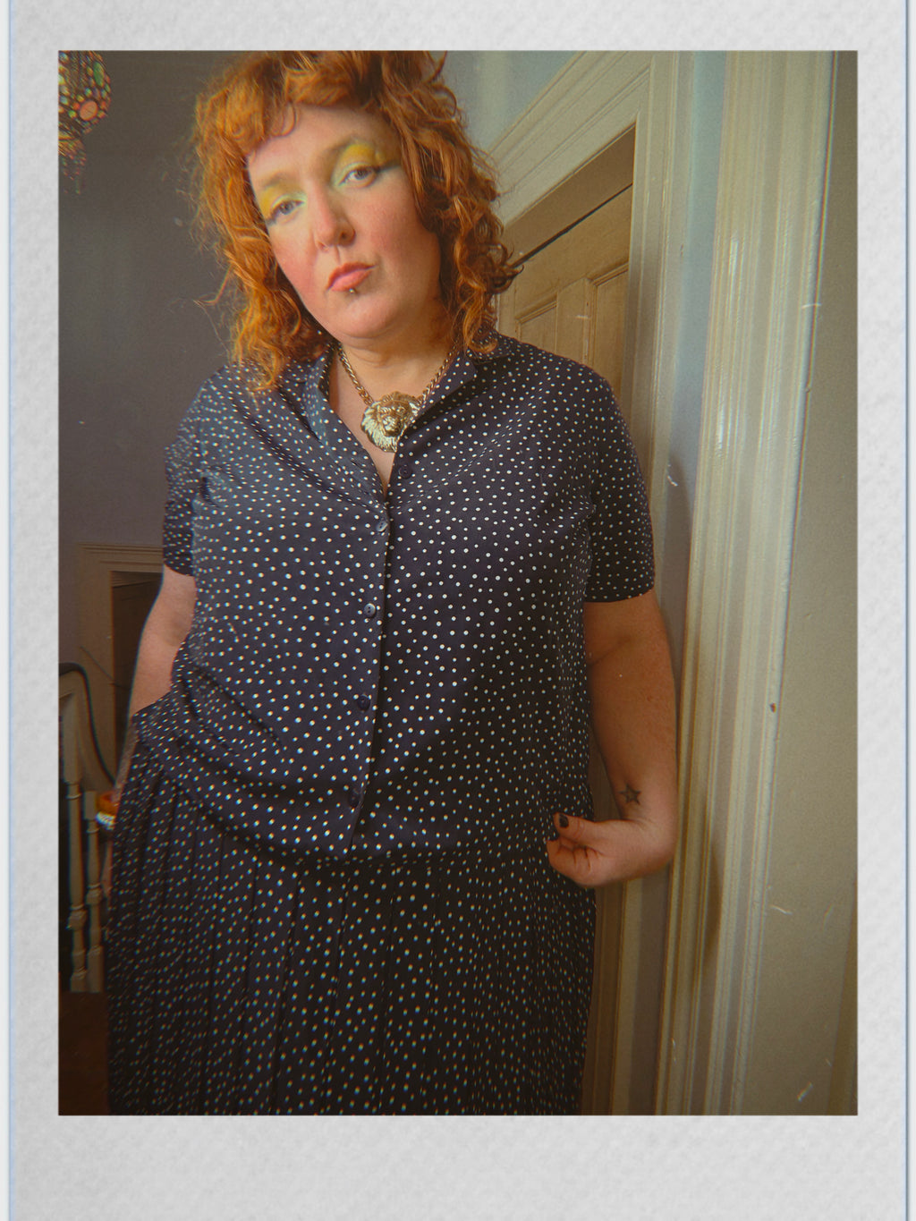 Vintage Navy Polka Dot Two Piece