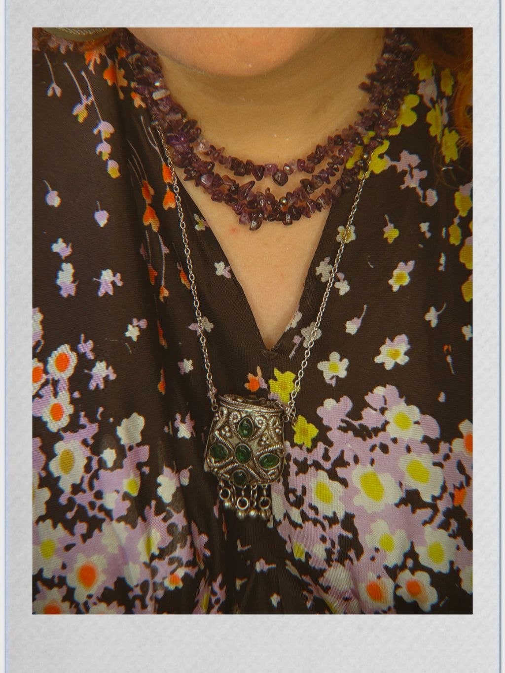 Vintage 90’s 3-Strand Genuine Amethyst Chip Necklace with Sterling Silver