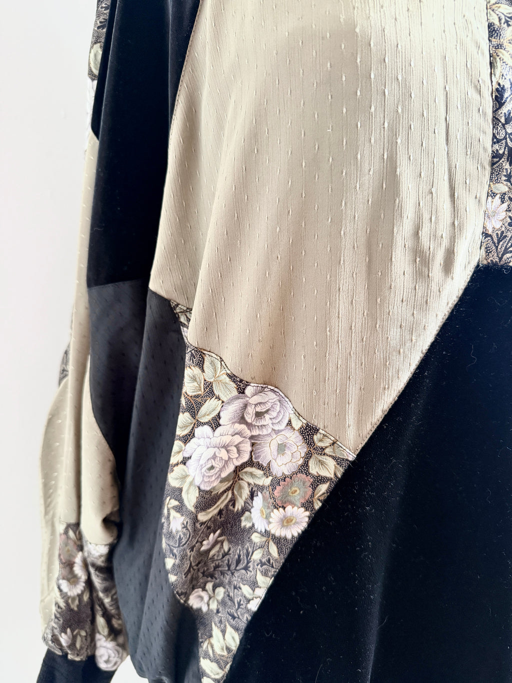 80s Batwing Jacket/Pullover Patchwork Satin & Velvet