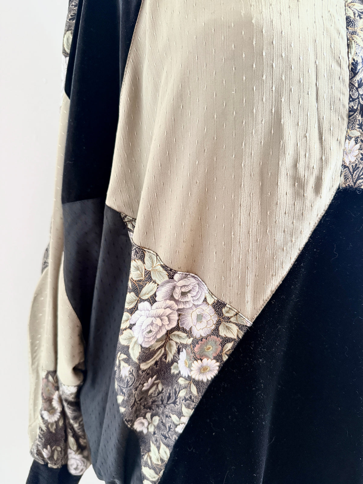 80s Batwing Jacket/Pullover Patchwork Satin & Velvet