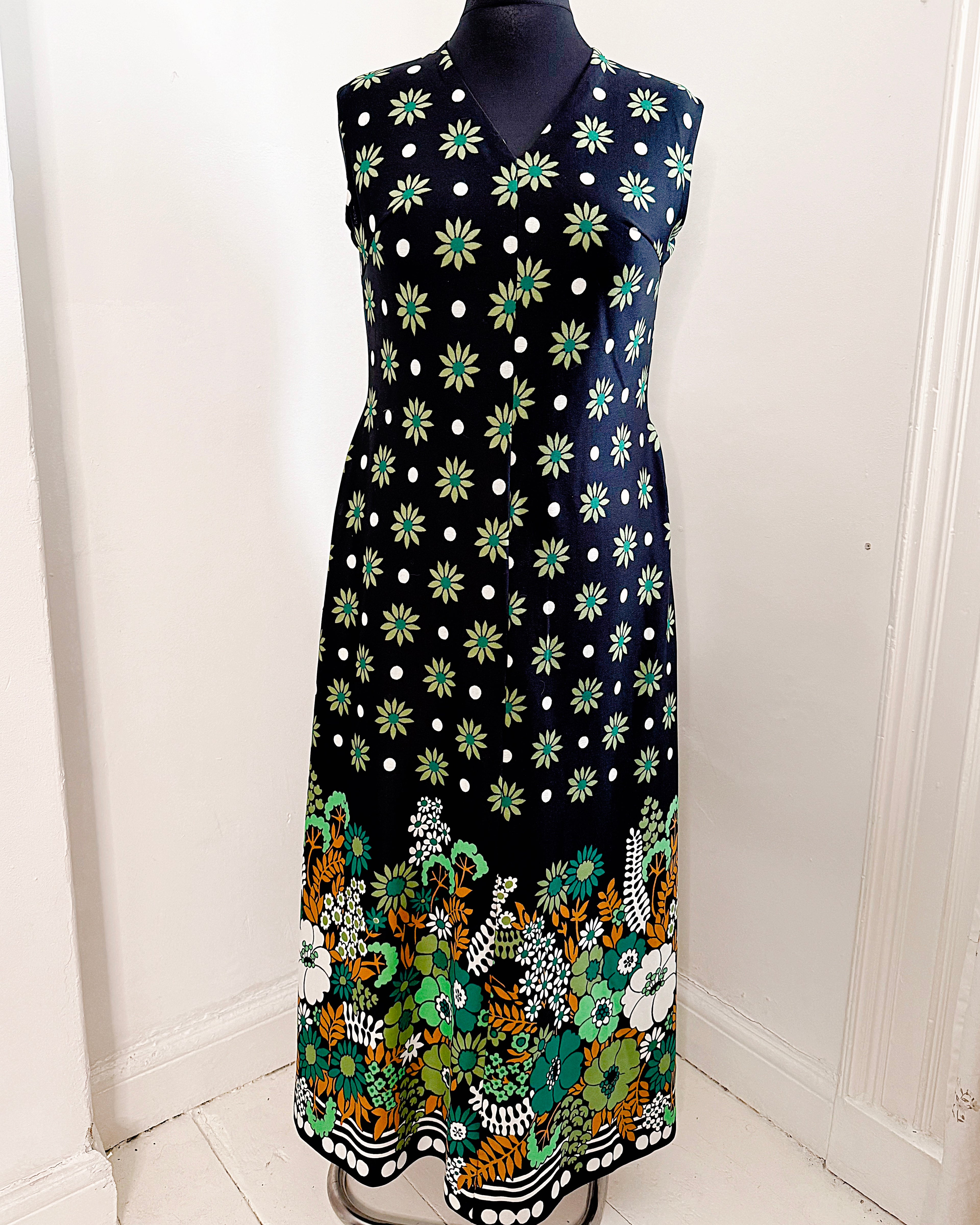 70s Flower Power Vintage Maxi Dress