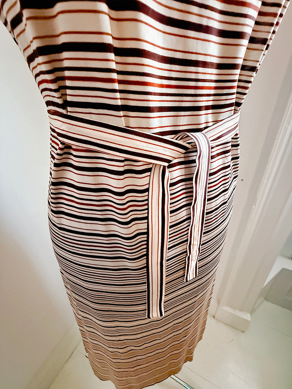 70s Ornate & Striped Midi Dress