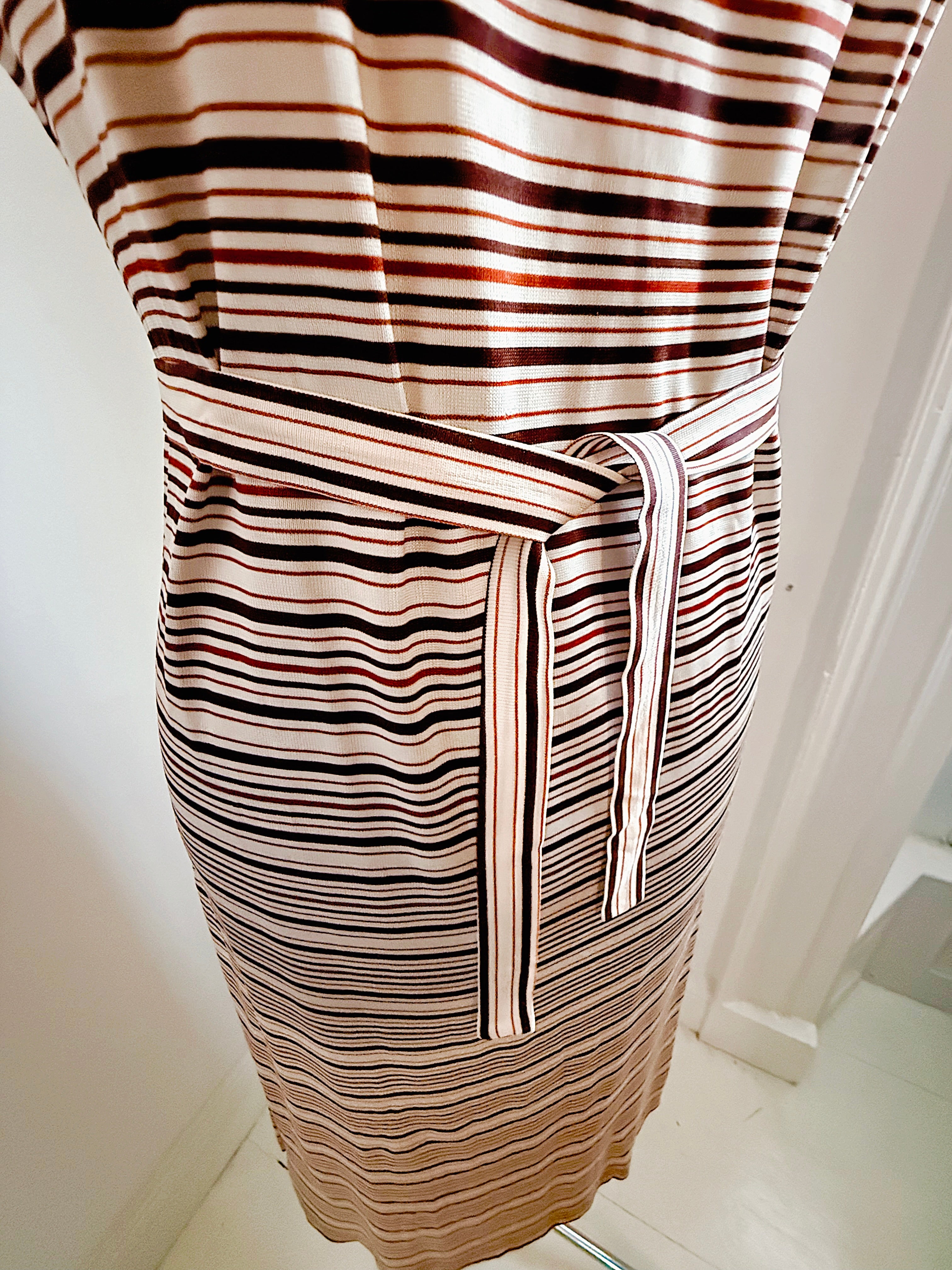 70s Ornate & Striped Midi Dress